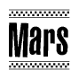 The clipart image displays the text Mars in a bold, stylized font. It is enclosed in a rectangular border with a checkerboard pattern running below and above the text, similar to a finish line in racing. 