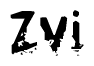 This nametag says Zvi, and has a static looking effect at the bottom of the words. The words are in a stylized font.