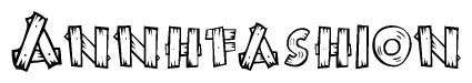 The clipart image shows the name Annhfashion stylized to look like it is constructed out of separate wooden planks or boards, with each letter having wood grain and plank-like details.