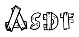 The clipart image shows the name Asdf stylized to look like it is constructed out of separate wooden planks or boards, with each letter having wood grain and plank-like details.