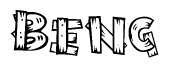 The clipart image shows the name Beng stylized to look like it is constructed out of separate wooden planks or boards, with each letter having wood grain and plank-like details.