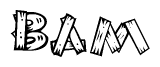 The clipart image shows the name Bam stylized to look like it is constructed out of separate wooden planks or boards, with each letter having wood grain and plank-like details.