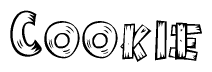 The clipart image shows the name Cookie stylized to look like it is constructed out of separate wooden planks or boards, with each letter having wood grain and plank-like details.