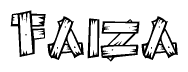 The clipart image shows the name Faiza stylized to look as if it has been constructed out of wooden planks or logs. Each letter is designed to resemble pieces of wood.