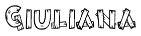 The clipart image shows the name Giuliana stylized to look as if it has been constructed out of wooden planks or logs. Each letter is designed to resemble pieces of wood.