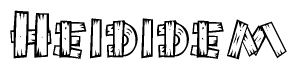 The clipart image shows the name Heididem stylized to look as if it has been constructed out of wooden planks or logs. Each letter is designed to resemble pieces of wood.