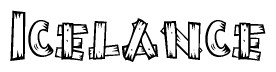 The clipart image shows the name Icelance stylized to look as if it has been constructed out of wooden planks or logs. Each letter is designed to resemble pieces of wood.