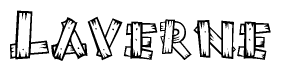 The clipart image shows the name Laverne stylized to look like it is constructed out of separate wooden planks or boards, with each letter having wood grain and plank-like details.