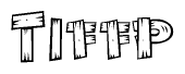 The clipart image shows the name Tiffp stylized to look as if it has been constructed out of wooden planks or logs. Each letter is designed to resemble pieces of wood.
