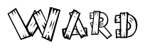 The image contains the name Ward written in a decorative, stylized font with a hand-drawn appearance. The lines are made up of what appears to be planks of wood, which are nailed together