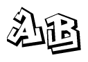 The clipart image depicts the word Ab in a style reminiscent of graffiti. The letters are drawn in a bold, block-like script with sharp angles and a three-dimensional appearance.