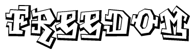 The clipart image features a stylized text in a graffiti font that reads Freedom.