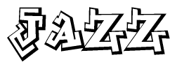 The image is a stylized representation of the letters Jazz designed to mimic the look of graffiti text. The letters are bold and have a three-dimensional appearance, with emphasis on angles and shadowing effects.