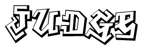 The clipart image features a stylized text in a graffiti font that reads Judge.