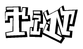 The clipart image depicts the word Tin in a style reminiscent of graffiti. The letters are drawn in a bold, block-like script with sharp angles and a three-dimensional appearance.