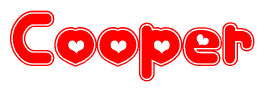 The image is a clipart featuring the word Cooper written in a stylized font with a heart shape replacing inserted into the center of each letter. The color scheme of the text and hearts is red with a light outline.