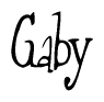 The image is a stylized text or script that reads 'Gaby' in a cursive or calligraphic font.
