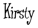 The image is of the word Kirsty stylized in a cursive script.