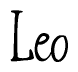The image contains the word 'Leo' written in a cursive, stylized font.