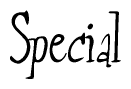 The image is of the word Special stylized in a cursive script.