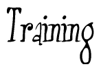 The image is a stylized text or script that reads 'Training' in a cursive or calligraphic font.