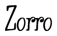 The image is a stylized text or script that reads 'Zorro' in a cursive or calligraphic font.