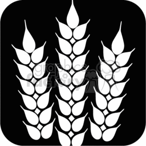 The clipart image features a stylized representation of wheat stalks. It shows multiple ears of wheat arranged symmetrically in a vertical fashion, suitable for various uses such as logos, signs, or decals related to agriculture, organic food, or natural farming.