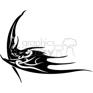 This clipart image features a stylized representation of a bat in flight. The bat is depicted with its wings dramatically outstretched, indicating motion. The design is in black and white, suitable for vinyl-ready applications. Its simplified line art style conveys a sense of the scary or spooky, making it appropriate for Halloween-themed projects or decoration.