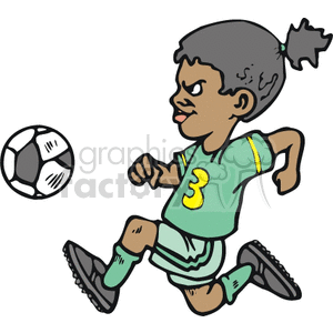 African American girl playing soccer.