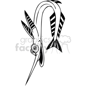 The clipart image appears to show a cartoon-style representation of an eel or a fish with exaggerated features. The eel/fish has a long, curved body with prominent, striped fins and a pointed snout. Its eye is swirly, giving it a humorous or dizzy expression.