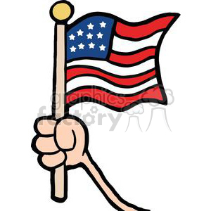 Hand Waving An American Flag On Independence Day