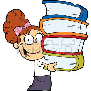 Girl With Books In Their Hands On A White Background