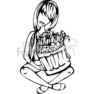 girl holding a large basket full of vegetables