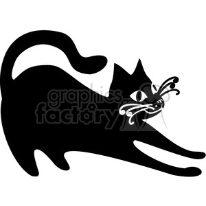 vector clip art illustration of black cat 031