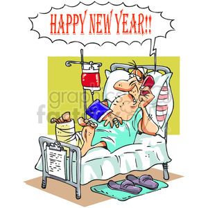 cartoon happy new year morning after
