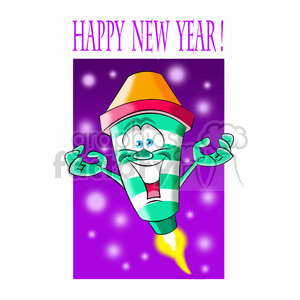 happy new year fireworks cartoon