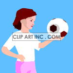 Girl throwin a soccer ball up and down