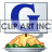 This animated GIF shows a thanksgiving turkey, with a blue spinning letter g on a card above it