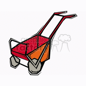 The image appears to be a stylized clipart of a red wheelbarrow, common in agriculture and gardening.