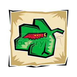 The clipart image depicts a green leaf with a bite mark, and a red caterpillar on top of it
