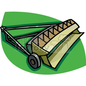 The image depicts a stylized clipart of a seed drill, which is a farming implement used for sowing seeds in the soil. This particular model appears to be designed as a pull-behind accessory, typically towed by a tractor.
