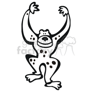 The clipart image shows a cartoonish monkey standing upright with its arms raised in the air. The monkey has a happy expression on its face 