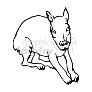 The line art drawing depicts a young deer, also known as a calf, resting on its four legs. 