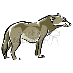 The image depicts a stylized clipart representation of a wolf. It features the animal in a side profile, standing with distinctive coloring, possibly meant to emphasize the wolf's fur pattern.