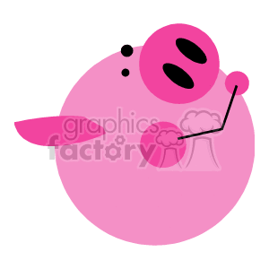 The image is a simple, stylized clipart of a pink pigs head. It has prominent features such as a large circular head, an ear, a snout, and mouth, typical of cartoon representations of pigs.