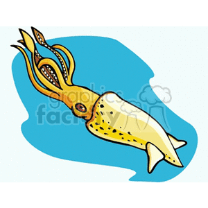 The clipart image features a stylized cartoon illustration of a squid. The squid is depicted with a long body, visible mantle, and extended tentacles, typical of the cephalopod family.