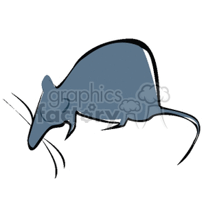 The clipart image shows a stylized drawing of what appears to be a mouse or a rat. The rodent is depicted in a simple, graphic style with minimal details. It has a prominent snout, whiskers, rounded body, a long tail, and is shown in profile, facing left.