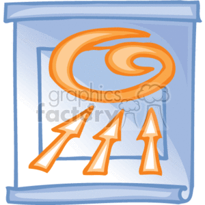 The clipart image shows a stylized representation of a document or contract. It appears to be rolled up like a scroll and has a prominent graphic on it that looks like a generic signature or scribble, suggesting the theme of signing a document. Additionally, there are upward-pointing arrows which might represent growth, progress, or agreement. The overall theme of the image is indicative of contracts, agreements, or business transactions.