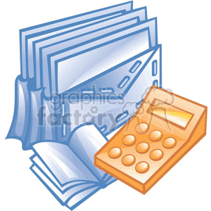 This clipart image depicts a stack of documents or letters together with a calculator. The documents appear to be in envelopes with the seal of each envelope partially visible, suggesting that they could represent mail or secured correspondence. The presence of the calculator suggests it may relate to business matters that require calculations, such as financial documents, invoices, or accounting records. The overall theme of the image is indicative of business or office work supplies.