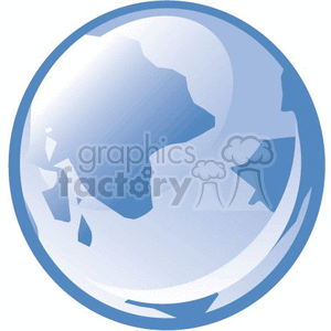 This clipart image features a stylized representation of the Earth with an emphasis on Africa, Europe, and parts of Asia. The image is designed with a gradient of blue shades giving it a glossy, three-dimensional look.